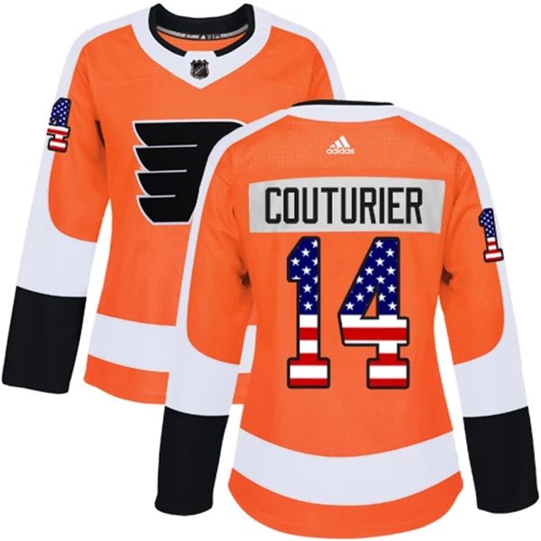 Damen Philadelphia Flyers Trikot Sean Couturier 14 Orange USA Flag Fashion Authentic